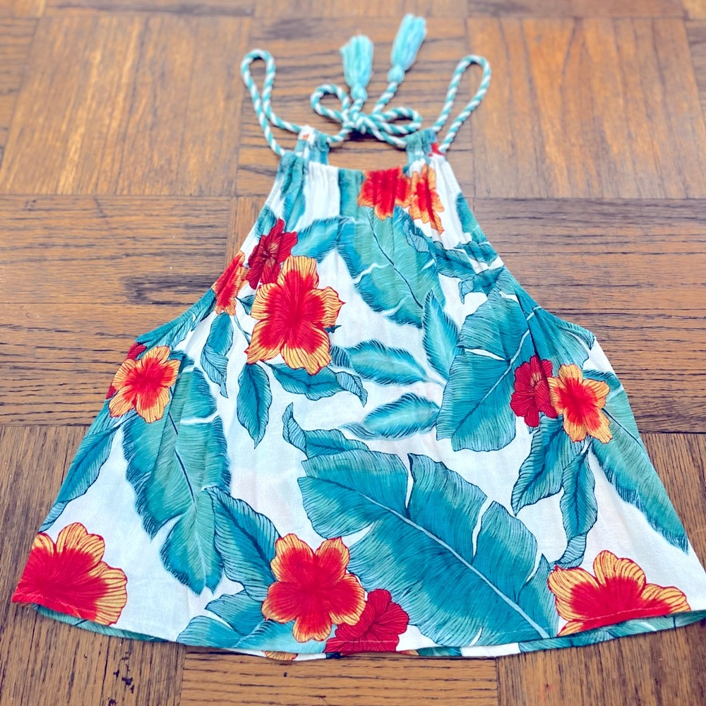 Forever 21 tropical pattern, floral halter top. Tassel back tie. Size M .